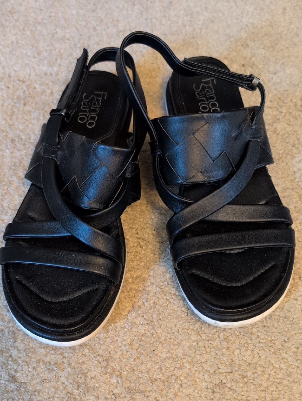 Franco Sarto Black Woven & Crisscross Strap Sandals